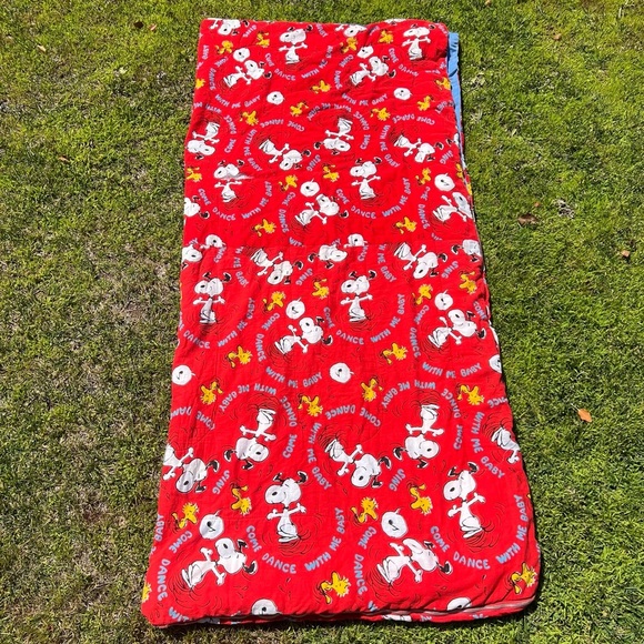 Vintage Snoopy & Woodstock Come Dance With Me Baby Sleeping Bag Red 30x65 FLAWS - Picture 2 of 13